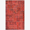 Vintage Perzisch Handgeknoopt Patchwork Tapijt Rood Bloemen