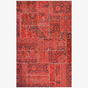 Vintage Perzisch Handgeknoopt Patchwork Tapijt Rood Bloemen