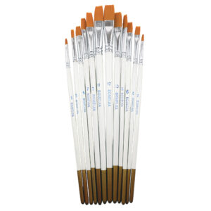 12-Delige Platte Penseelset voor Aquarel, Acryl & Gouache