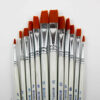 12-Delige Platte Penseelset voor Aquarel, Acryl & Gouache
