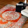 Handgeknoopt Perzisch Tabriz Tapijt (Lachak Toranj Bloemenmedaillon) - Oranje Zijde & Wol
