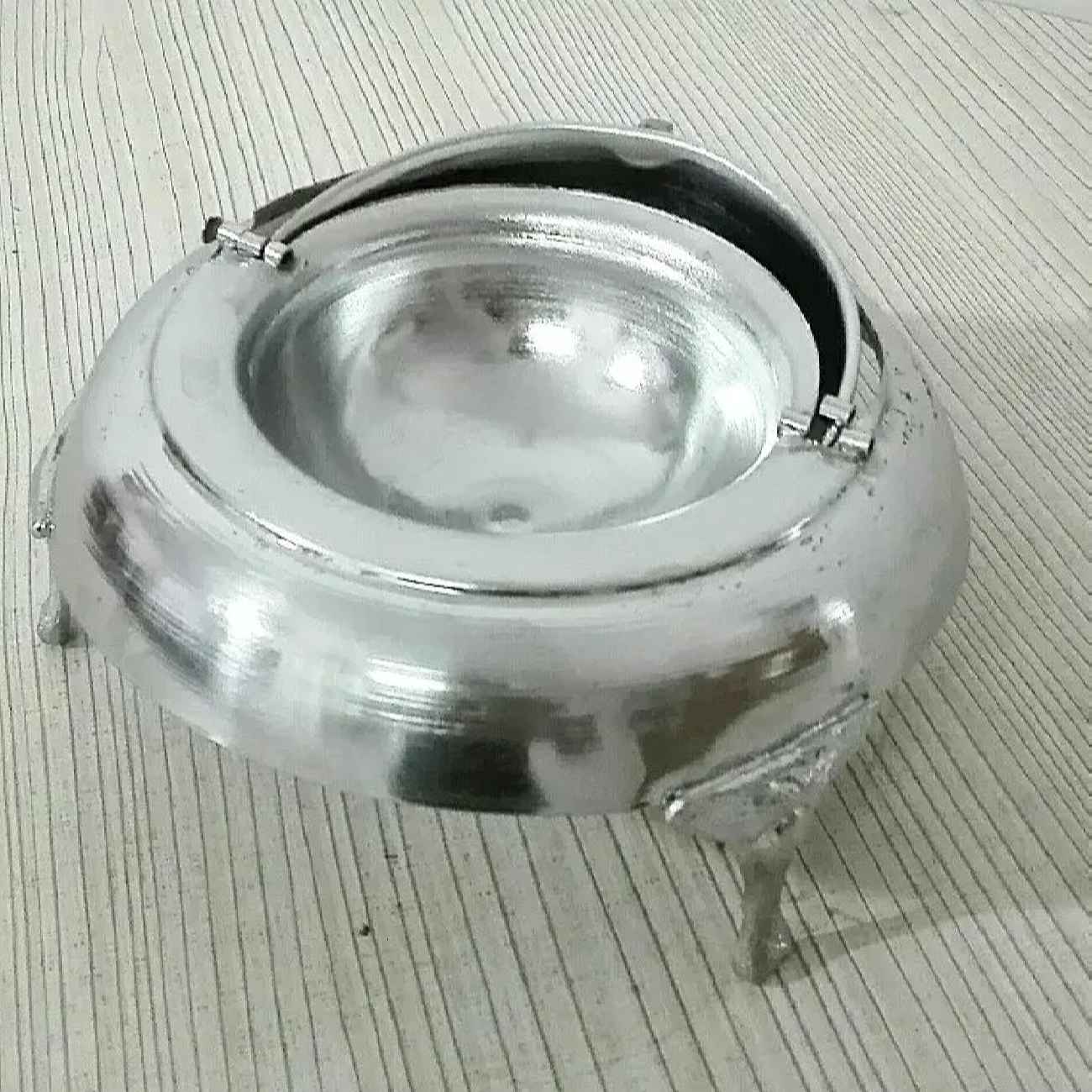 Perzische Kaviaar Server Roll-top Messing met Zilveren Voet