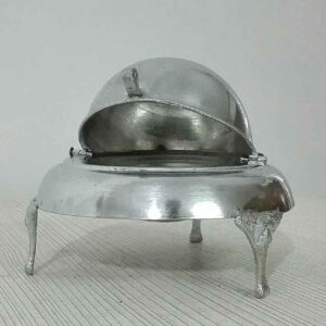 Perzische Kaviaar Server Roll-top Messing met Zilveren Voet