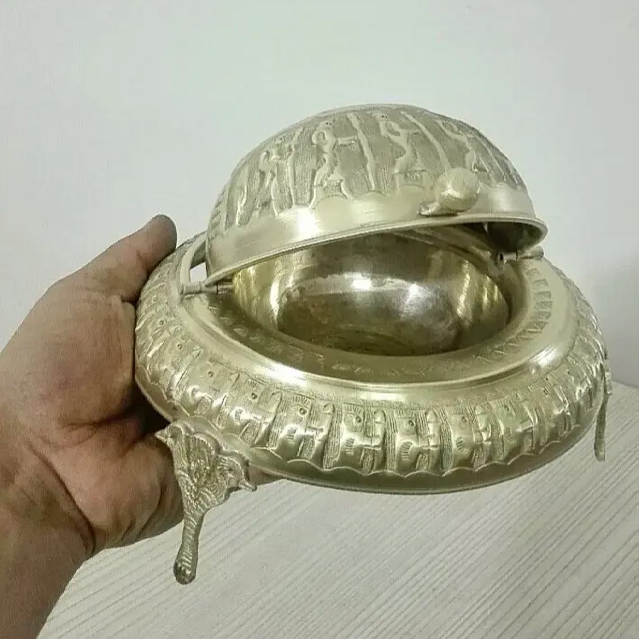 Perzische Kaviaar Server met Messing Roll-top Handgemaakt