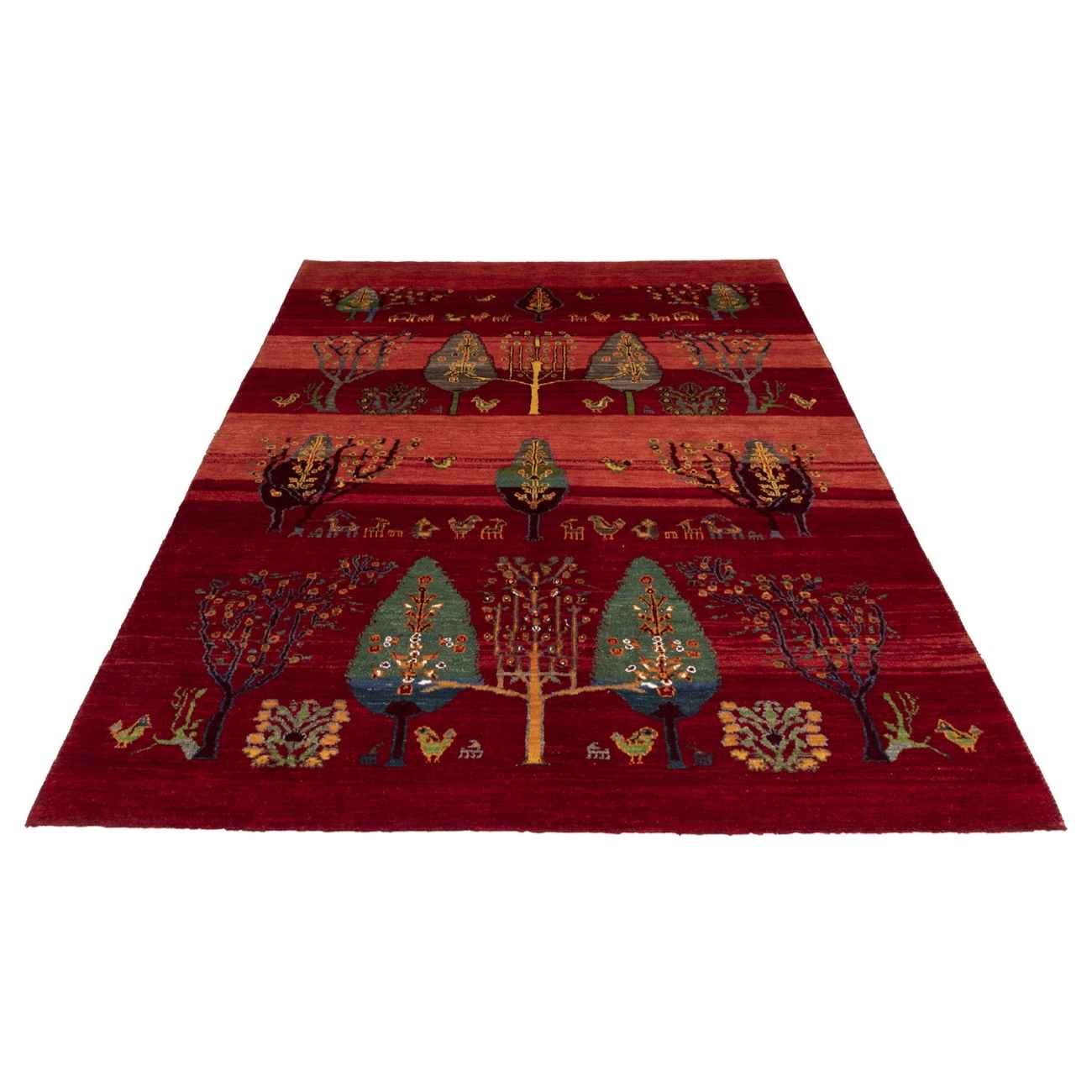 Handgeknoopt Perzisch levensboom Gabbeh tapijt – Rood, Wol