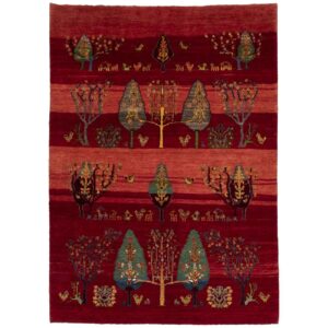 Handgeknoopt Perzisch levensboom Gabbeh tapijt – Rood, Wol