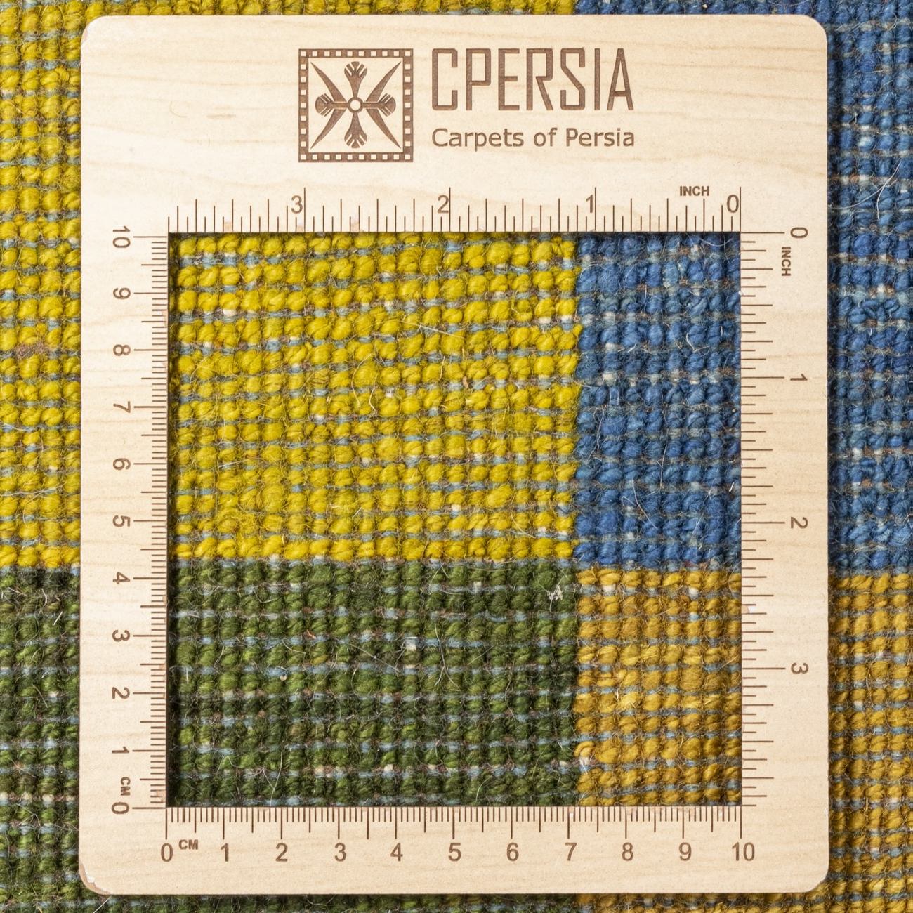 Handgeknoopt Perzisch geometrisch Gabbeh tapijt – Geruit, Groen, Wol