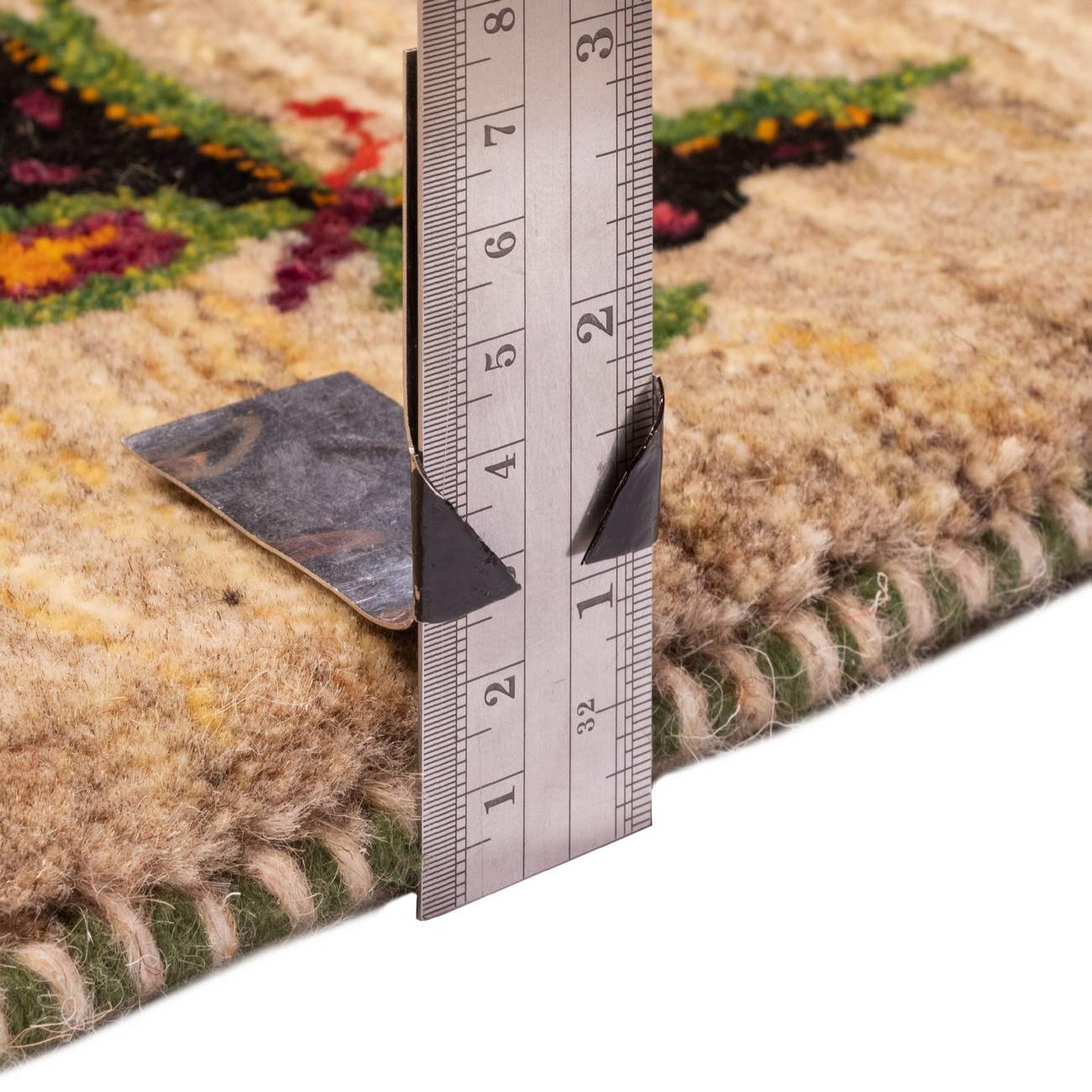 Handgeknoopt Perzisch minimalistisch Gabbeh tapijt – Vlinder motief, Crème, Wol