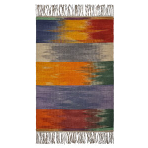 Perzisch Kilim Tapijt Lorestan — Handgeweven Wol — Gestreept Oranje