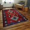 Perzische Shiraz Soumak Kelim in rood, geometrisch, authentiek