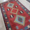 Perzische Shiraz Soumak Kelim in rood, geometrisch, authentiek