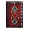 Perzische Shiraz Soumak Kelim in rood, geometrisch, authentiek