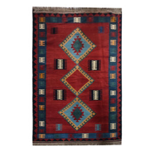 Perzisch Kilim Tapijt Shiraz Soumak — Handgeweven Wol — Rood