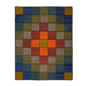 Perzisch Wol Kilim Tapijt Authentiek Handgeweven Geruit Rood