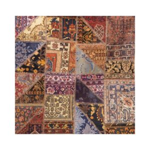 Vintage Perzisch Handgeknoopt Patchwork Tapijt Rood Vierkant