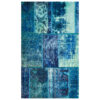 Perzisch Handgeknoopt Patchwork Tapijt – Blauw