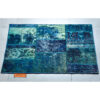 Perzisch Handgeknoopt Patchwork Tapijt – Blauw
