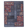 Vintage Perzisch Handgeknoopt Patchwork Tapijt Marineblauw