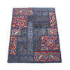 Vintage Perzisch Handgeknoopt Patchwork Tapijt Marineblauw