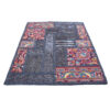 Vintage Perzisch Handgeknoopt Patchwork Tapijt Marineblauw