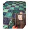 Perzisch Handgeknoopt Patchwork Tapijt – Geruit Blauw