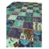 Perzisch Handgeknoopt Patchwork Tapijt – Geruit Blauw