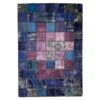 Perzisch Handgeknoopt Patchwork Tapijt – Marineblauw