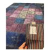 Perzisch Handgeknoopt Patchwork Tapijt – Marineblauw