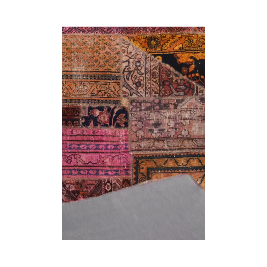 Vintage Patchwork Tapijt Geometrisch – Roze Katoen