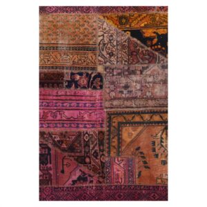 Vintage Patchwork Tapijt Geometrisch – Roze Katoen