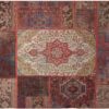 Vintage Perzisch Handgeknoopt Patchwork Tapijt Toranj Rood
