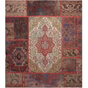 Vintage Perzisch Handgeknoopt Patchwork Tapijt Toranj Rood