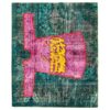 Perzisch Handgeknoopt Patchwork Tapijt Kalligrafie