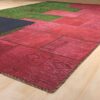 Vintage Perzisch Handgeknoopt Patchwork Tapijt Roze & Groen