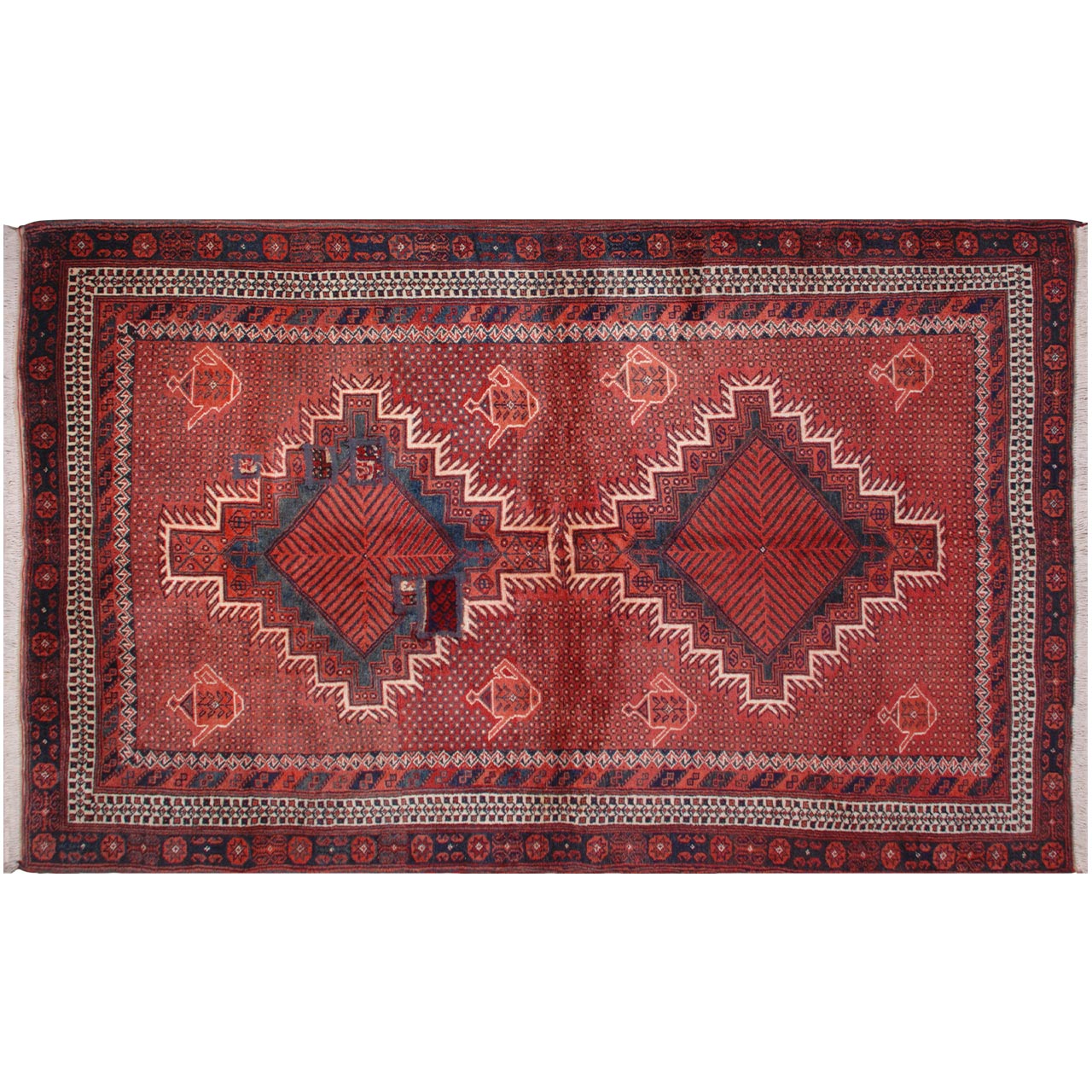 Vintage Perzisch Handgeknoopt Patchwork Tapijt Tribaal Rood