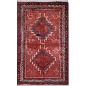 Vintage Perzisch Handgeknoopt Patchwork Tapijt Tribaal Rood
