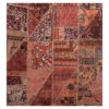 Vintage Patchwork Tapijt Baksteenrood – Vierkant Wol