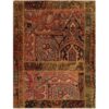 Vintage Patchwork Tapijt Baksteenrood – Rechthoekig Wol