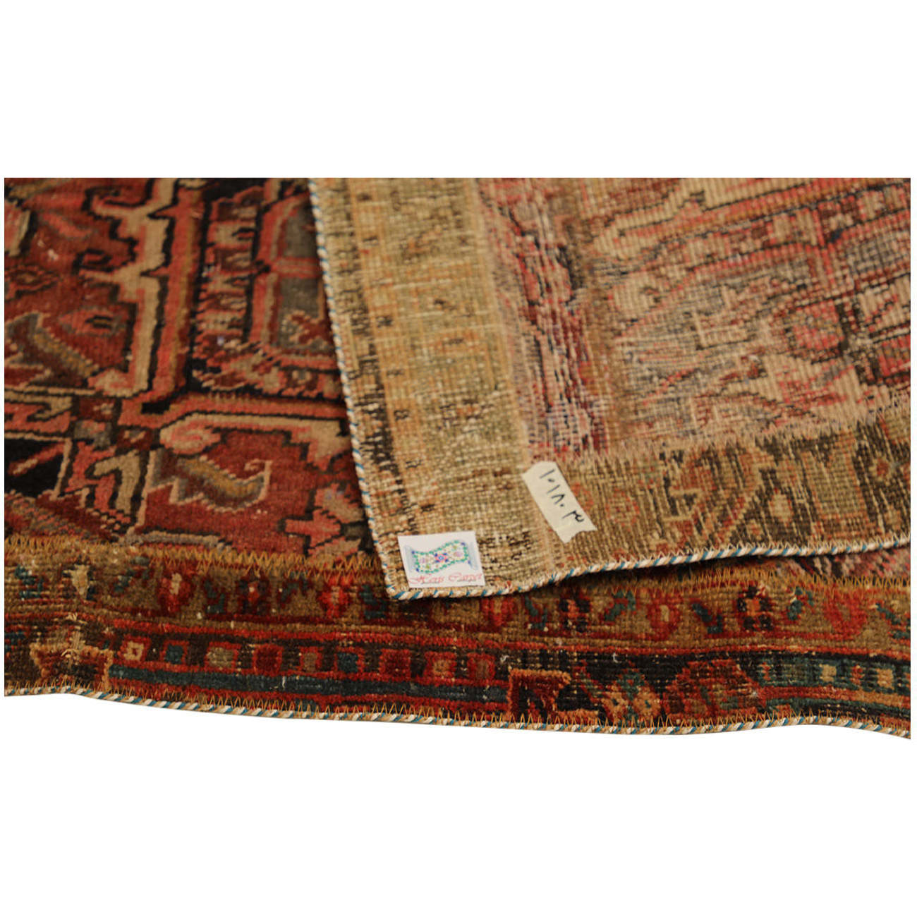 Vintage Patchwork Tapijt Baksteenrood – Rechthoekig Wol