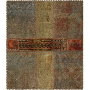 Vintage Patchwork Tapijt Saliegroen – Katoen