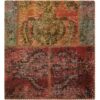 Vintage Perzisch Handgeknoopt Patchwork Tapijt Rood Vierkant