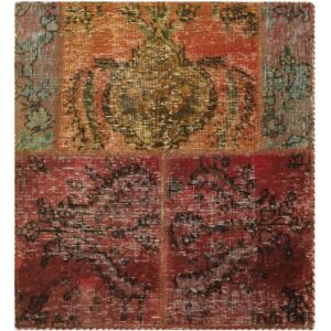 Vintage Perzisch Handgeknoopt Patchwork Tapijt Rood Vierkant