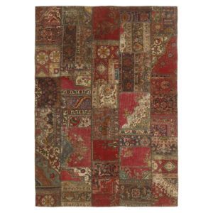 Vintage Perzisch Handgeknoopt Patchwork Tapijt Rood