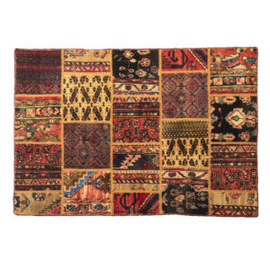 Vintage Patchwork Tapijt Geel – Geometrisch Wol