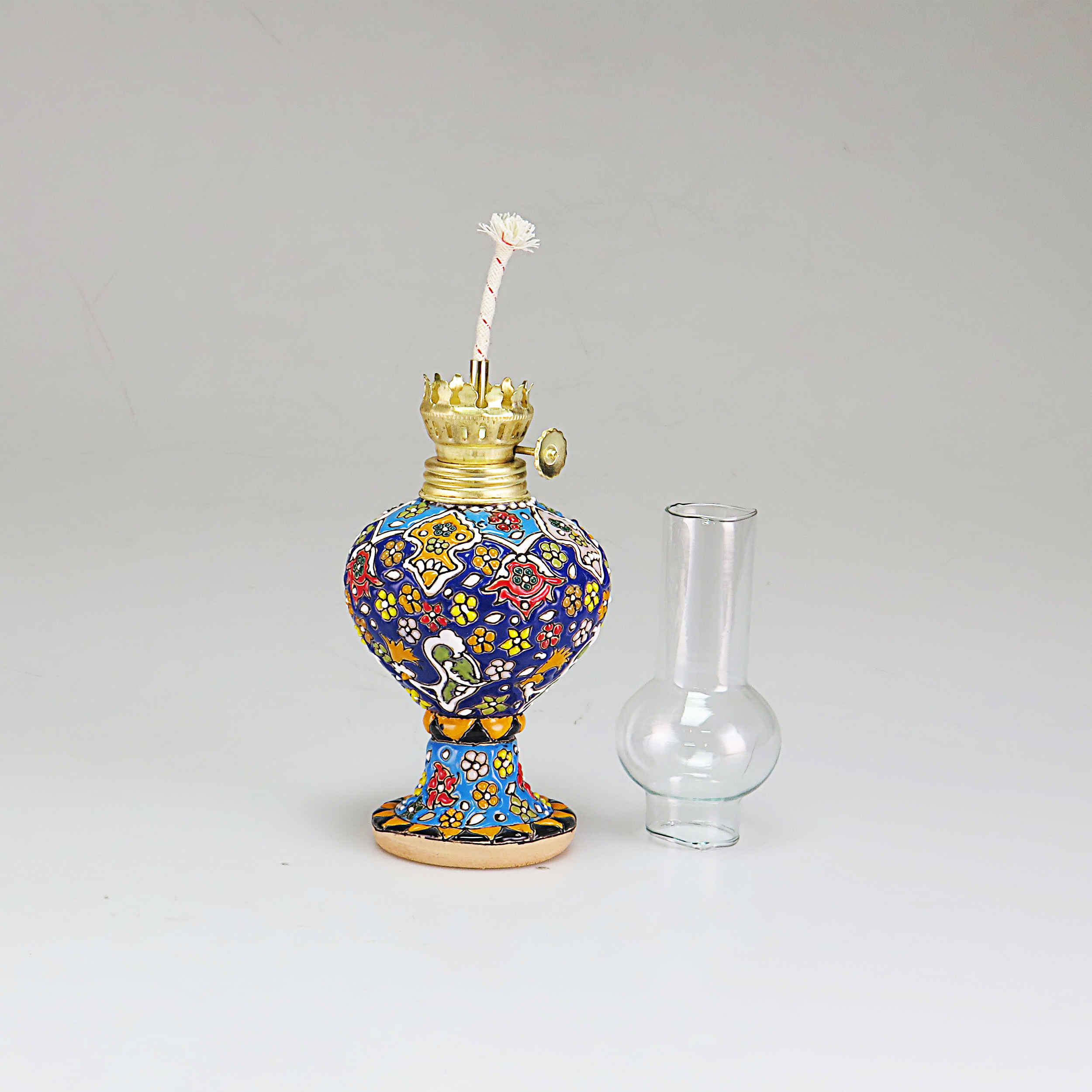 Perzische Kerosinelamp – Aardewerk Minakari Design Vintage