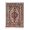 Handgeknoopt Perzisch Tabriz Riz Mahi Tapijt (Mahi Medaillon) - Crème Wol