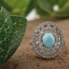 Perzische Zilveren Ring voor Dames met Neyshaburi Turkoois