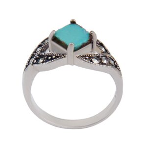 Perzische Neyshabur Turkoois Zilveren Ring voor Dames – Rhodium Plated