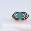 Perzische Neyshabur Turkoois Zilveren Ring voor Dames – Rhodium Plated