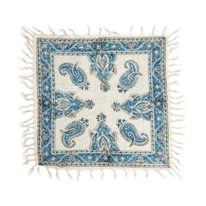 Perzisch Tafelkleed Kalamkari – Handgemaakte Blokdruk Isfahan – Paisley Blauw
